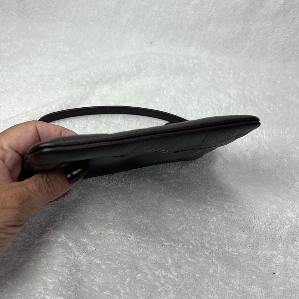 Coach chocolate brown Leather Wristlet with Gold Accents - Picture 3 of 4